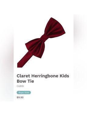 Claret Apple Red Wedding Tuxedo Pre Tied clip Bow tie bowtie boys herringbone